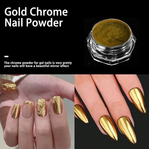 Gyraolvant Metallic Mirror Gold Chrome Nail Powder Pigment Art Decor