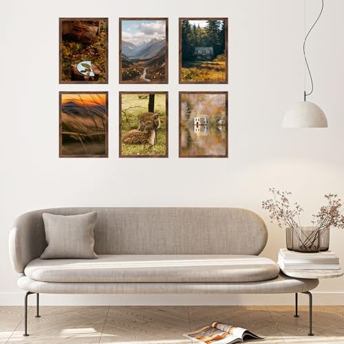 QOTIB 8x11 Picture Frame, Deep Brown Wood Frame for Wall or Tabletop
