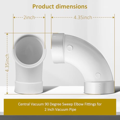 GULUANT 2 Pack 90 Degree Elbow Fittings for 2" Vacuum Pipe