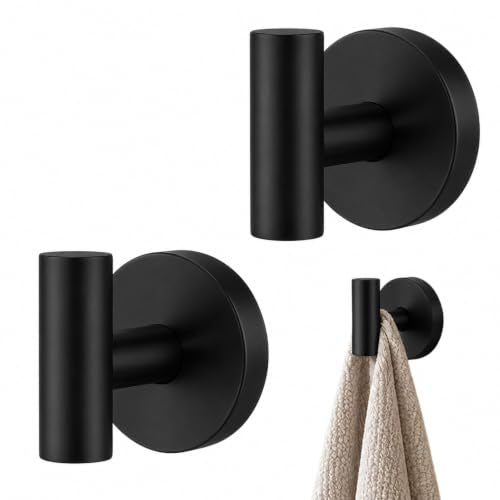 Suction Cup Hooks for Bathroom - No-Drill Towel Hooks, 2 Pack