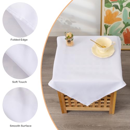 YZKITM Small Square Polyester Tablecloth - 24 x 24 Inch, Solid White