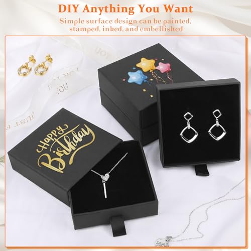 Mirgrmle Drawer Jewelry Gift Box Set - Black 5 Pack 3.5x3.5x1.18 inch Small Storage Boxes for Necklaces Earrings Rings Bracelets (Variation: Drawer Box-Black-5PACK 1)