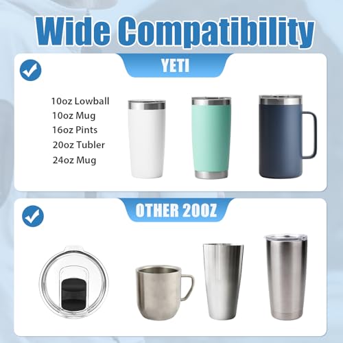 3 Pack Magnetic Replacement Lids for 20 oz Tumblers, Spill-Proof Covers