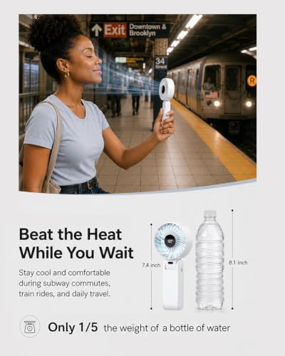 Portable Handheld Fan, USB Rechargeable Foldable Desk Fan with 5 Speeds