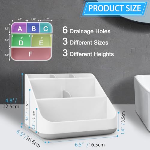 Multi-Functional Bathroom Toothbrush Holder with 6 Slots - Grey