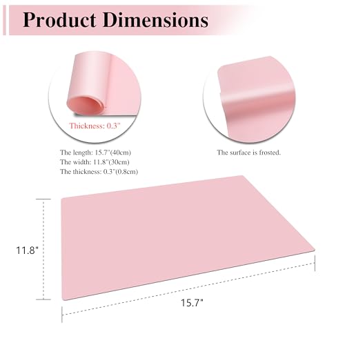 YACEYACE 2Pcs Silicone Placemats - 15.7"x 11.8" Heat-Resistant Pink Mat