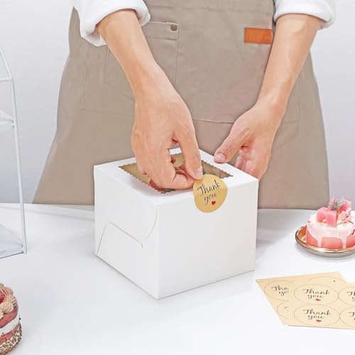 White 6 Inch Small Cake Boxes with Cake Boards & Stickers - Pack of 48