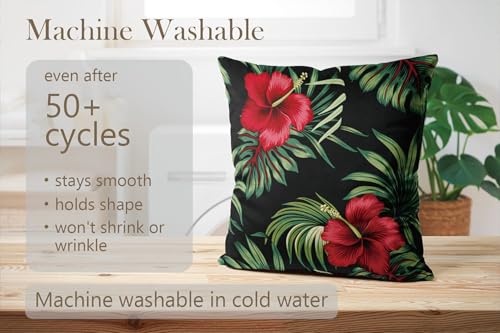 KELEMO Tropical Vintage Red Hibiscus Pillow Case 18x18 (Pack of 1)