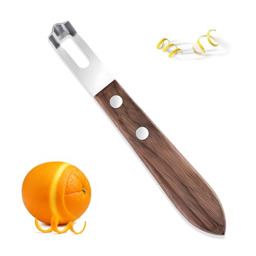 Stainless Steel Channel Knife for Citrus Zesting with Wood Handle