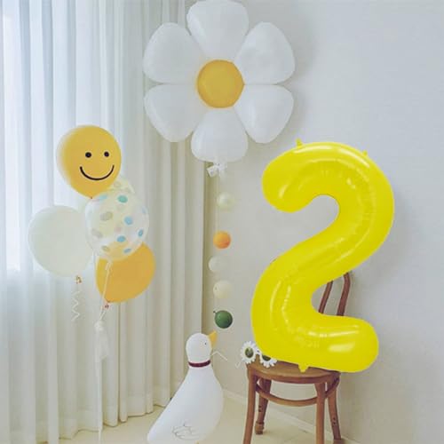 40 Inch Yellow Number 4 Daisy Foil Balloon Set for Birthday