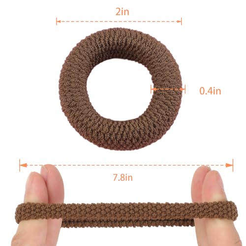 Seamless Cotton Hair Ties for Thick Hair, 20-Pack Black Elastic Bands