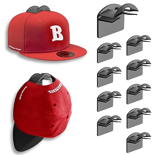 Hat Hangers for Wall - 10 Pack Adjustable Cap Holders