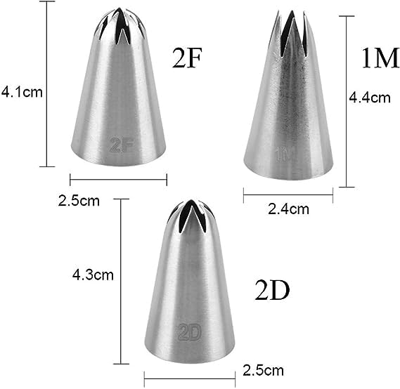 3PCS Stainless Steel Russian Pastry Tips for Cake Decorating