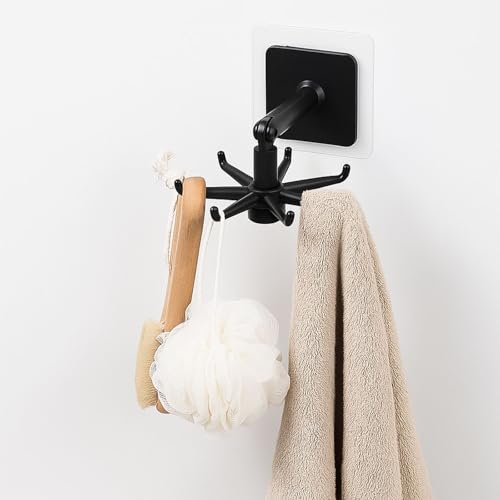 Jetec 4-Piece 360° Rotating Self-Adhesive Folding Hooks - Black & White