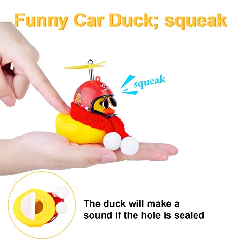 Christmas Rubber Duck Car Ornament with Helmet, Scarf & Sunglasses