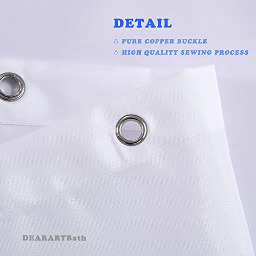 DEARART Pure White Fabric Shower Curtain, 72x72 Inch Water-Resistant Set