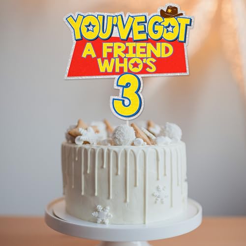 POSLIUE Glitter Cake Topper for 3rd Birthday