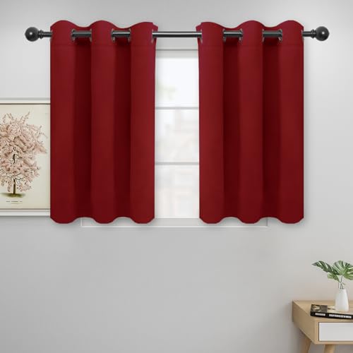 Easy-Going Thermal Blackout Curtains 42x36 in, 2 Panels - Christmas Red