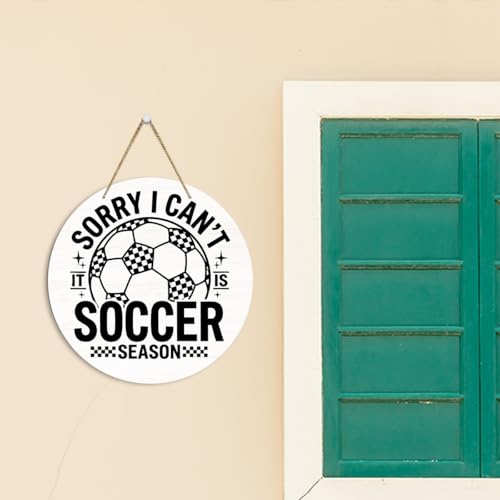 Soccer Wooden Door Decor Sign - 11.8 Inch Football Fan Wall Hanger