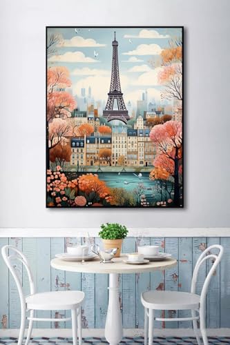 Eiffel Tower Paint by Numbers Kit for Adults - 12x16 Canvas