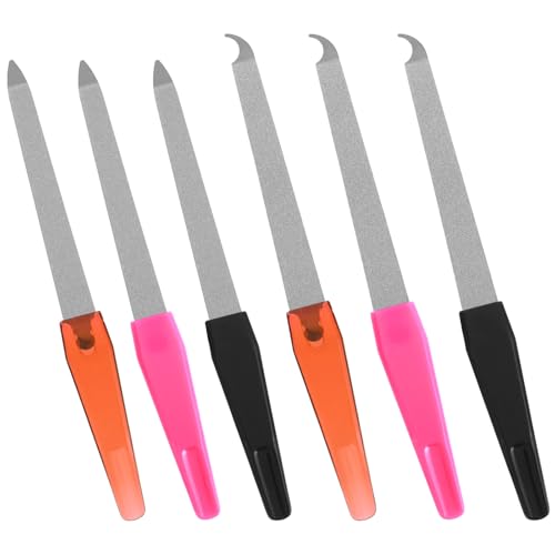6 PCS Diamond Deb Metal Nail Files Stainless Steel with Pointed Tip