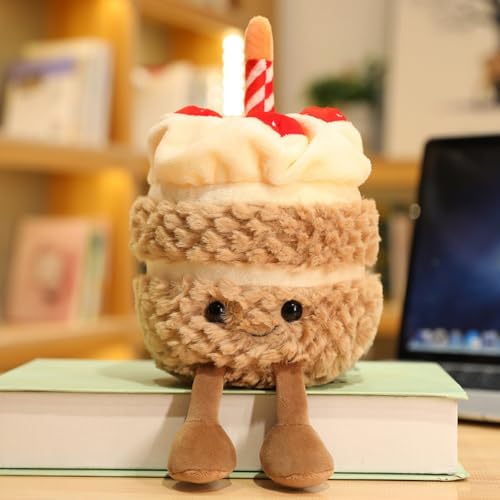 Khaki Birthday Cake Plush Toy - Cute Soft Pillow for Kids
