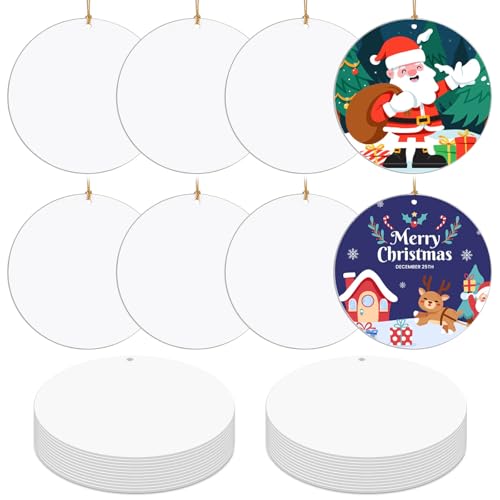3.5-Inch Metal Sublimation Ornaments Bulk - 24 Round Christmas Decorations & DIY Crafts