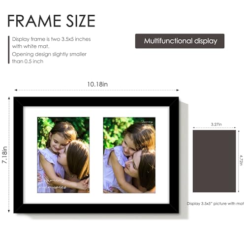 DUENPY 6x9 Double Collage Picture Frame for Two 3.5x5 Photos - Black