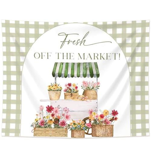 Fresh Off The Market Backdrop Banner - Green 1 Bridal Shower Decor