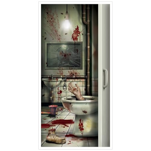 Beistle Creepy Crapper Restroom Door Cover - Halloween Decoration 5' x 30"