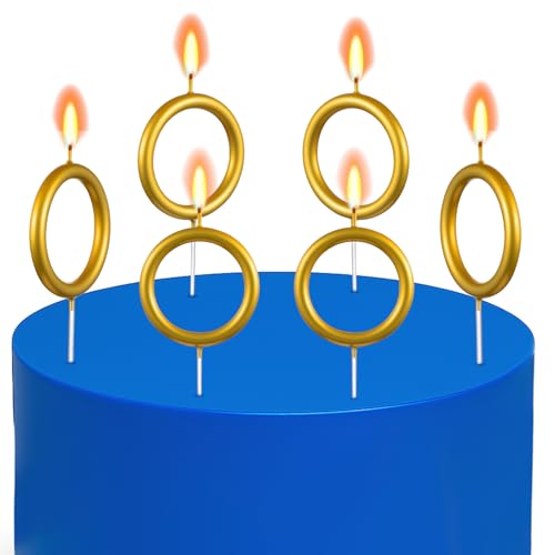 6 Pcs Gold Ring Birthday Candles for Kids' Cakes - Party Decor