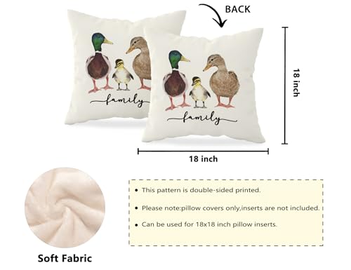 Family Duck Throw Pillow Cover 18x18, Decorative Farm Animal Cushion Case