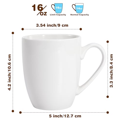 Urbanstrive 16oz White Ceramic Coffee Mug - Perfect for Tea & Coffee
