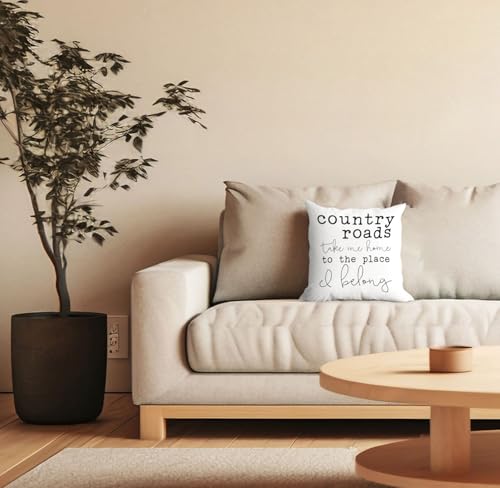 Inspirational Country Roads Throw Pillow Cover - 18"x18" Soft Corduroy Cushion for Home Decor