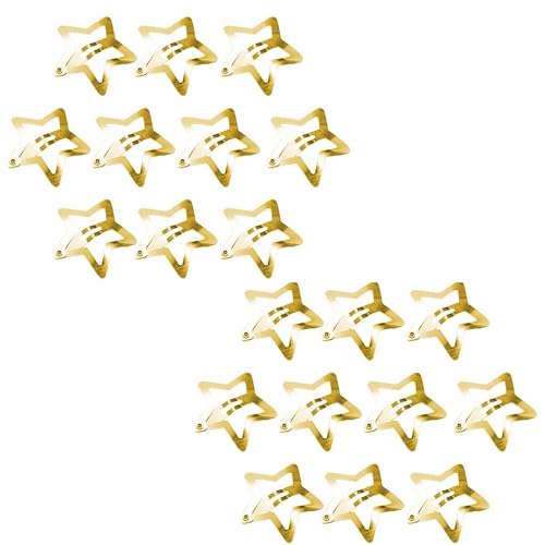 Jinshining 20 Pcs Gold Star Hair Clips Metal Snap Hair Barrettes