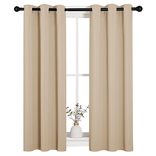 NICETOWN Biscotti Beige Blackout Curtains, 29"W x 40"L, 2 Panels