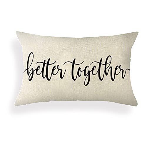 Better Together Quote Farmhouse Lumbar Pillow Cover 12" x 20"