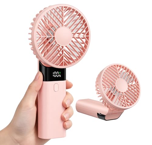 HAWANA Rechargeable Handheld Fan - Pink Portable Mini Fan, 10H Runtime