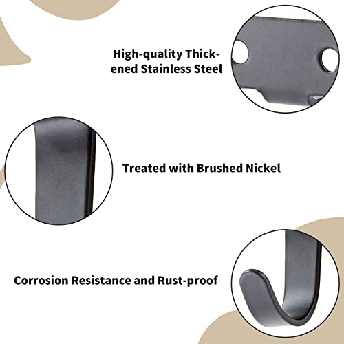 Black Stainless Steel Under-Shelf Coat Hooks - 12 Pack, Wall Mount, Durable & Rustproof