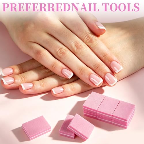Mini Nail Buffer Blocks 45 Pack - 100/180 Grit Pink Sponge Files