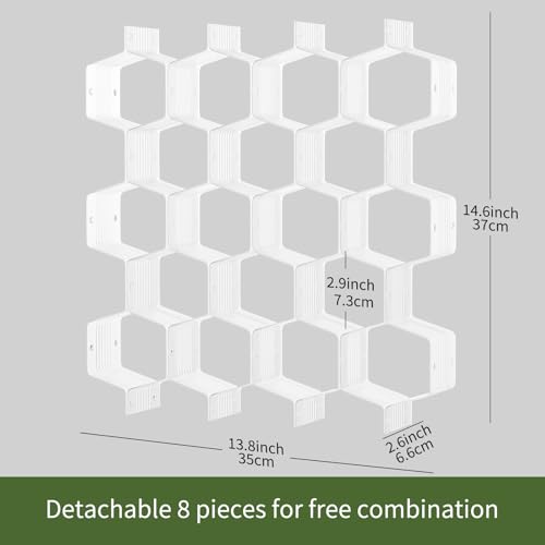 Kocuos Honeycomb Drawer Organizer Divider White 1pc - Adjustable Underwear Socks Belt Storage