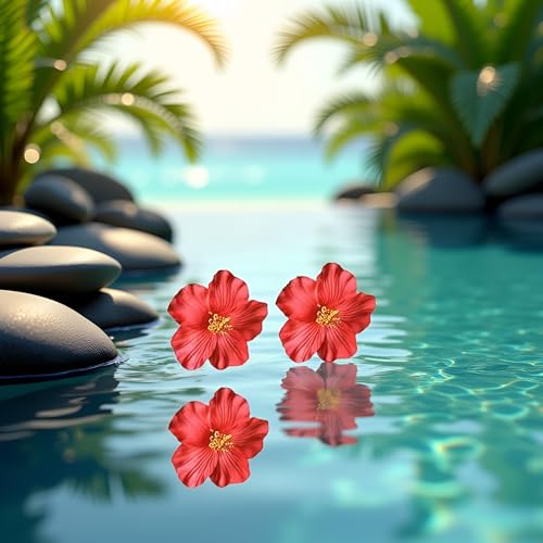Red Hawaiian Flower Hair Clips 3-Pack - Tropical Hair Accessories