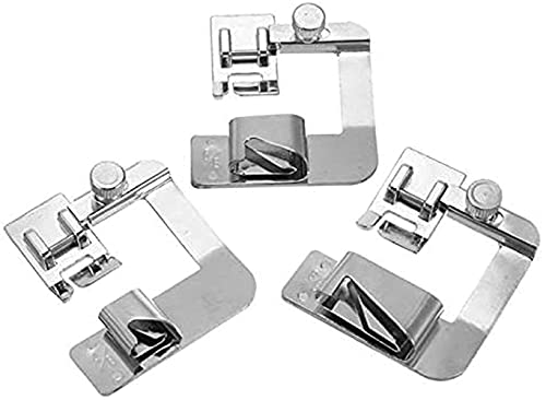 3-Piece Adjustable Rolled Hem Foot Set for Sewing Machines