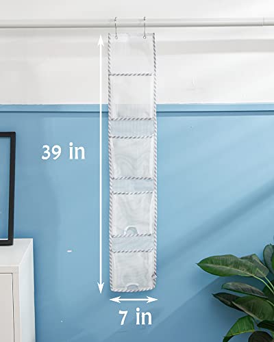 Jelier Mesh Shower Caddy Organizer - Hanging 4-Pocket Storage, White Multi