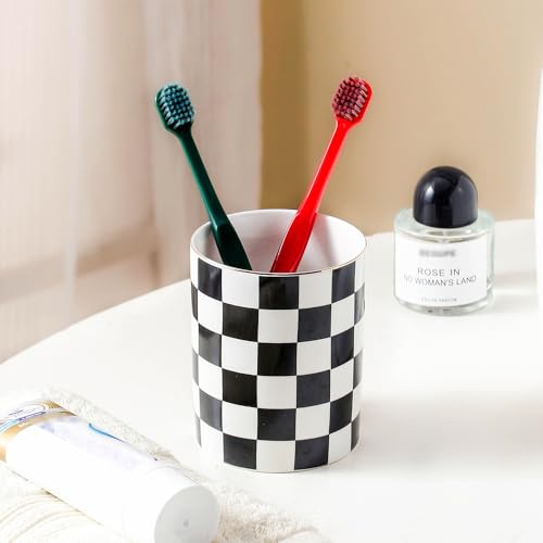 Black Ceramic Toothbrush Holder & Makeup Brush Organizer