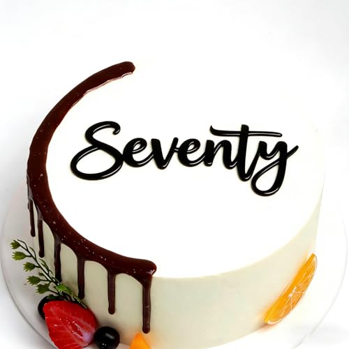 Elegant Black Acrylic 70th Birthday Cake Topper - Seventy Design