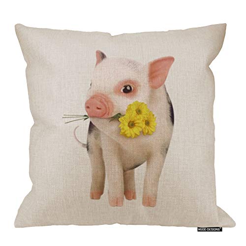 Cute Pink Pig Decorative Throw Pillow Cover - 18x18 Inches