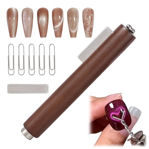 ESUOHYM 3-in-1 Cat Eye Nail Magnet Set with Square Magnet and Paper Clips for DIY Nail Art