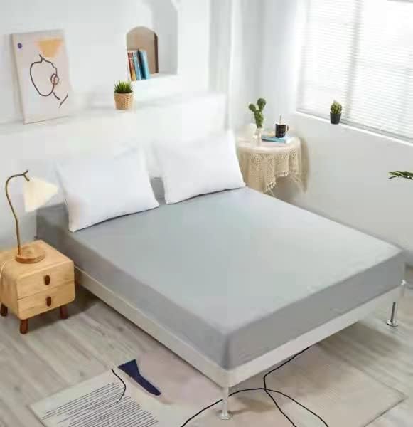 NHNHN Fitted Sheet | Deep Pockets, Soft Microfiber, Easy Care | Queen Size in Light Grey for Teens & Kids