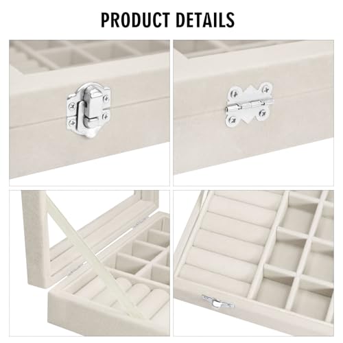 Vicoter Velvet Jewelry Organizer Tray, 7 Slot & 16 Grid Storage Box